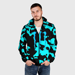 Ветровка с капюшоном мужская Monster energy камуфляж голубой, цвет: 3D-черный — фото 2