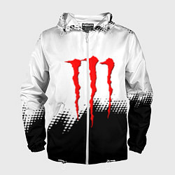 Ветровка с капюшоном мужская Monster energy чёрно белые краски, цвет: 3D-белый
