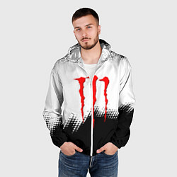 Ветровка с капюшоном мужская Monster energy чёрно белые краски, цвет: 3D-белый — фото 2