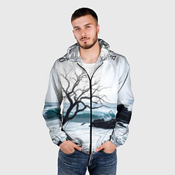 Ветровка с капюшоном мужская Дерево в море, цвет: 3D-черный — фото 2