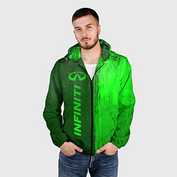 Ветровка с капюшоном мужская Infiniti - green gradient по-вертикали, цвет: 3D-черный — фото 2