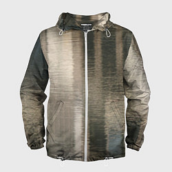 Ветровка с капюшоном мужская Размытые серо-бежевые полосы, цвет: 3D-белый