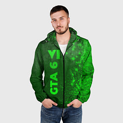 Ветровка с капюшоном мужская GTA 6 - green gradient по-вертикали, цвет: 3D-черный — фото 2