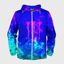 Ветровка с капюшоном мужская Monster energy дым неоновый, цвет: 3D-белый