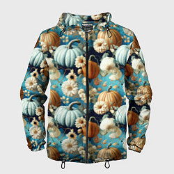 Ветровка с капюшоном мужская Маленькие тыковки, цвет: 3D-черный