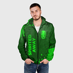 Ветровка с капюшоном мужская Spirited Away - green gradient вертикально, цвет: 3D-черный — фото 2
