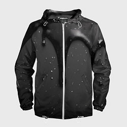 Ветровка с капюшоном мужская Черная текстура - хром, цвет: 3D-белый