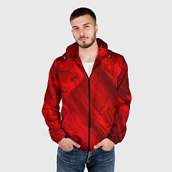 Ветровка с капюшоном мужская Красный камень абстракция, цвет: 3D-черный — фото 2