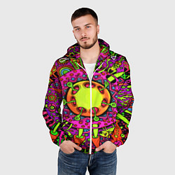 Ветровка с капюшоном мужская Кислотные грибы оптические, цвет: 3D-белый — фото 2