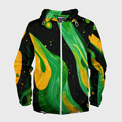 Мужская ветровка Зелено-желтая краска на черном