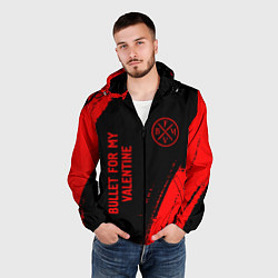 Ветровка с капюшоном мужская Bullet For My Valentine - red gradient вертикально, цвет: 3D-черный — фото 2
