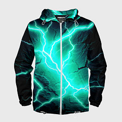 Ветровка с капюшоном мужская Color light blue black, цвет: 3D-белый
