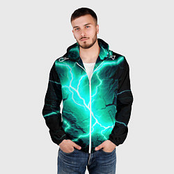 Ветровка с капюшоном мужская Color light blue black, цвет: 3D-белый — фото 2