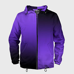 Ветровка с капюшоном мужская Чёрно-сиреневый градиент пополам, цвет: 3D-черный