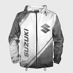 Ветровка с капюшоном мужская Suzuki - white gradient вертикально, цвет: 3D-черный