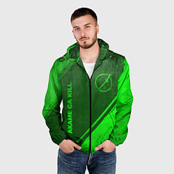 Ветровка с капюшоном мужская Akame ga Kill - green gradient вертикально, цвет: 3D-черный — фото 2