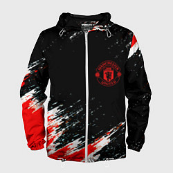 Ветровка с капюшоном мужская Манчестер краски штрихи, цвет: 3D-белый