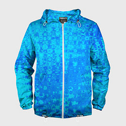 Ветровка с капюшоном мужская Голубой неоновый абстрактная текстура, цвет: 3D-белый