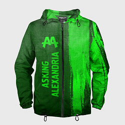Ветровка с капюшоном мужская Asking Alexandria - green gradient по-вертикали, цвет: 3D-черный