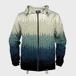 Ветровка с капюшоном мужская Серо-синий градиент текстурированные полосы, цвет: 3D-черный