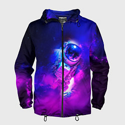 Ветровка с капюшоном мужская Космонавт среди облаков, цвет: 3D-черный