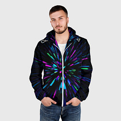 Ветровка с капюшоном мужская Neon rods, цвет: 3D-белый — фото 2