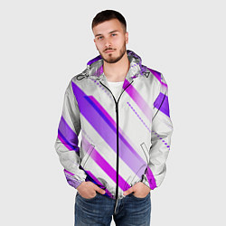 Ветровка с капюшоном мужская Color white pink, цвет: 3D-черный — фото 2