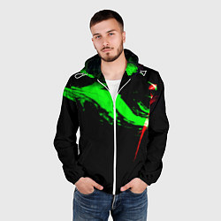 Ветровка с капюшоном мужская Color black green red, цвет: 3D-белый — фото 2