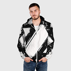 Ветровка с капюшоном мужская Color black white, цвет: 3D-белый — фото 2