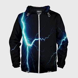 Ветровка с капюшоном мужская Lightning light blue, цвет: 3D-белый