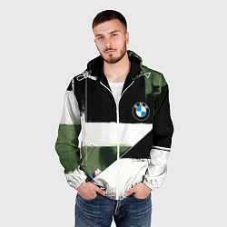 Ветровка с капюшоном мужская BMW логотип, цвет: 3D-белый — фото 2