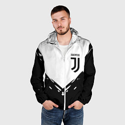 Ветровка с капюшоном мужская Juventus geometry black, цвет: 3D-белый — фото 2