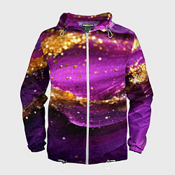 Ветровка с капюшоном мужская Золотистая фиолетовая текстура, цвет: 3D-белый