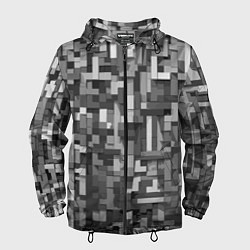Ветровка с капюшоном мужская Серый геометричные полоски, цвет: 3D-черный