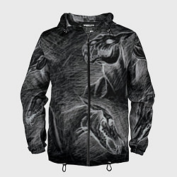 Ветровка с капюшоном мужская Черепа лошадей - эскиз, цвет: 3D-черный