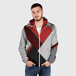 Ветровка с капюшоном мужская Color black red grey, цвет: 3D-белый — фото 2