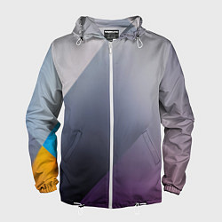 Ветровка с капюшоном мужская Color grey with stripes, цвет: 3D-белый