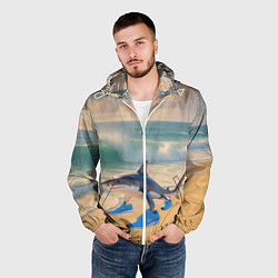 Ветровка с капюшоном мужская Тралалеро тралала мем, цвет: 3D-белый — фото 2