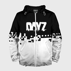 Ветровка с капюшоном мужская Dayz черно белые пиксели, цвет: 3D-белый