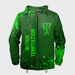 Ветровка с капюшоном мужская Within Temptation - green gradient вертикально, цвет: 3D-черный