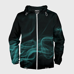 Ветровка с капюшоном мужская Color smoke turquoise, цвет: 3D-белый