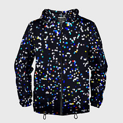 Ветровка с капюшоном мужская Чёрно-синий мозаика паттерн, цвет: 3D-черный