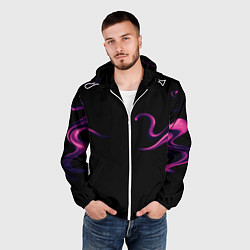 Ветровка с капюшоном мужская Color pink abstraction, цвет: 3D-белый — фото 2