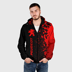 Ветровка с капюшоном мужская Peugeot - red gradient по-вертикали, цвет: 3D-черный — фото 2