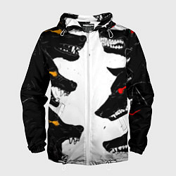 Ветровка с капюшоном мужская Волки со светящимися глазами, цвет: 3D-белый