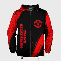 Ветровка с капюшоном мужская Manchester United - red gradient вертикально, цвет: 3D-черный