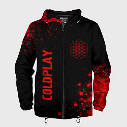 Ветровка с капюшоном мужская Coldplay - red gradient вертикально, цвет: 3D-черный