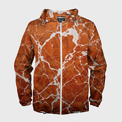Ветровка с капюшоном мужская Темно-оранжевый мрамор, цвет: 3D-белый
