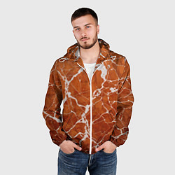 Ветровка с капюшоном мужская Темно-оранжевый мрамор, цвет: 3D-белый — фото 2