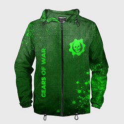 Ветровка с капюшоном мужская Gears of War - green gradient вертикально, цвет: 3D-черный